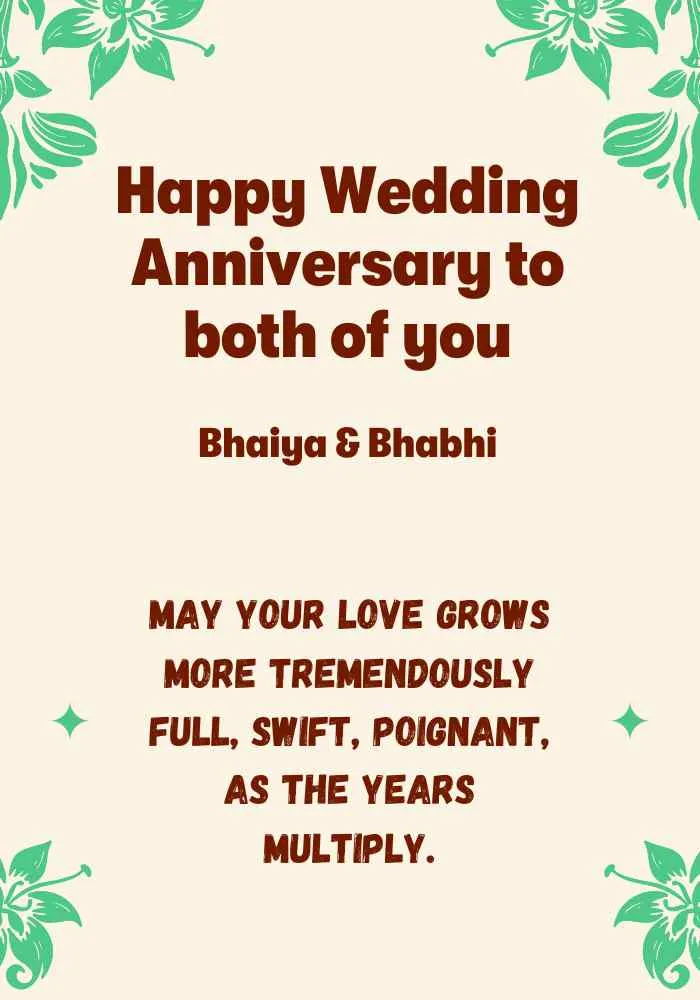 happy anniversary bhaiya bhabhi wishes in english