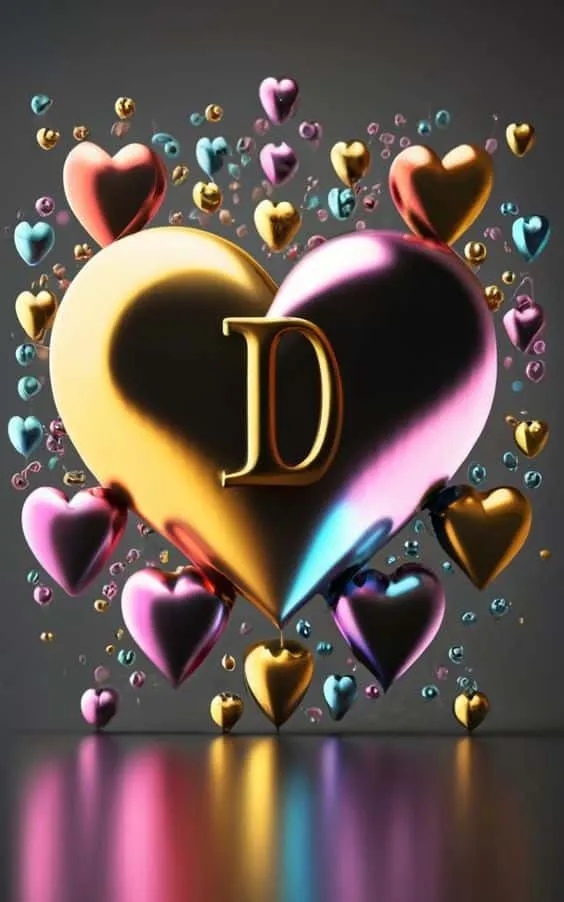 d letter images in heart