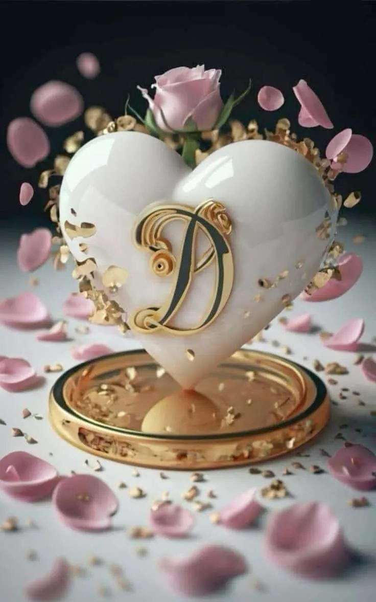 d letter images in heart