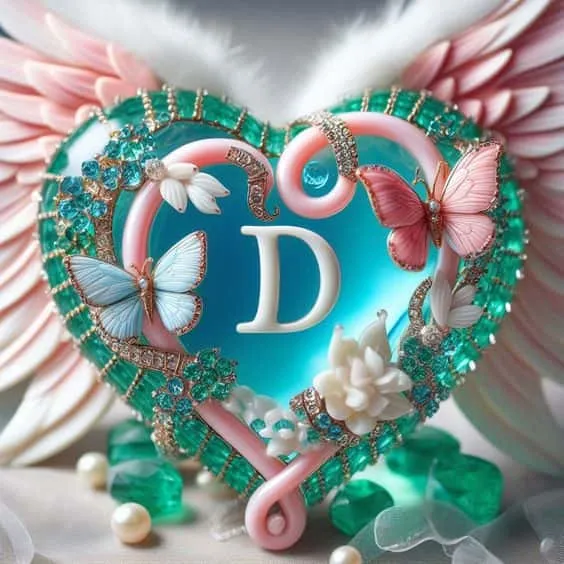 d letter images in heart