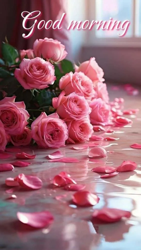 good morning images with rose flowers