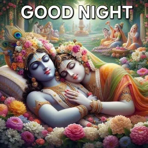 good night radha krishna romantic images