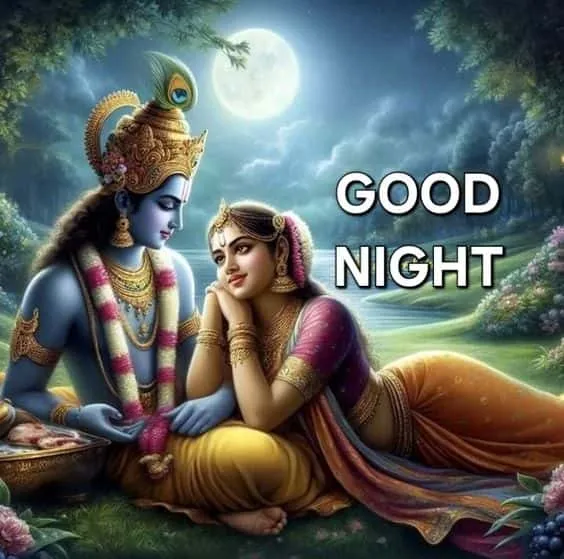 good night radha krishna romantic images