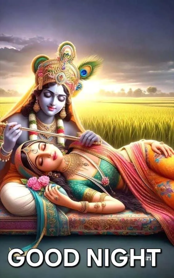 good night radha krishna romantic images