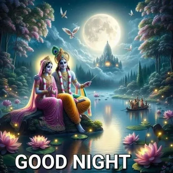 good night radha krishna romantic images