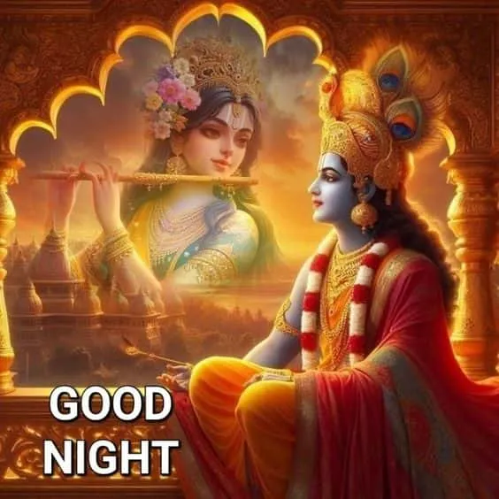 good night radha krishna romantic images