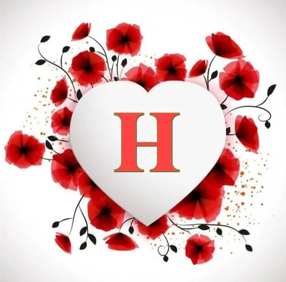 h letter images in heart