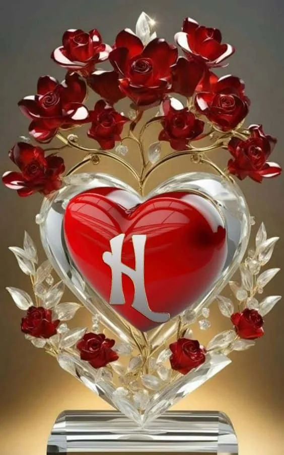 h letter images in heart