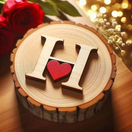 h letter images in heart