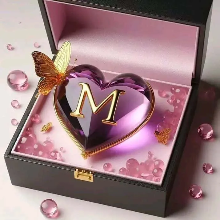 beautiful m letter in heart