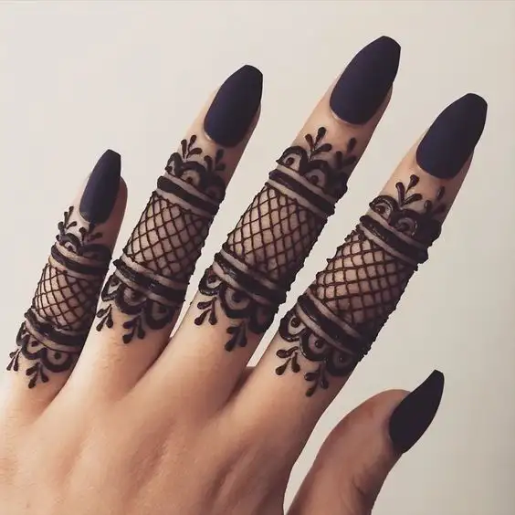 easy finger mehndi design