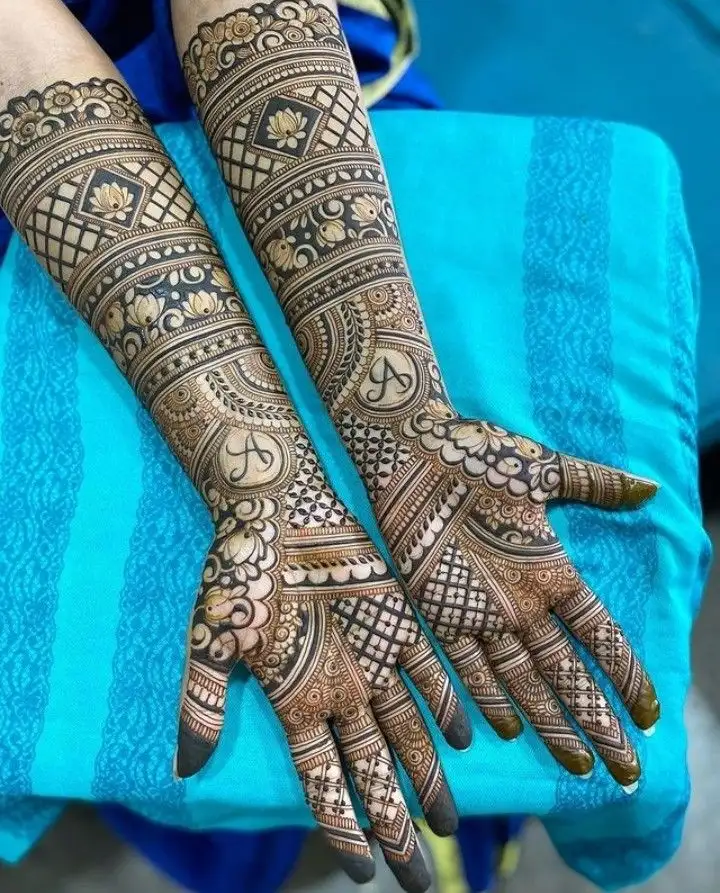 simple full hand mehndi design