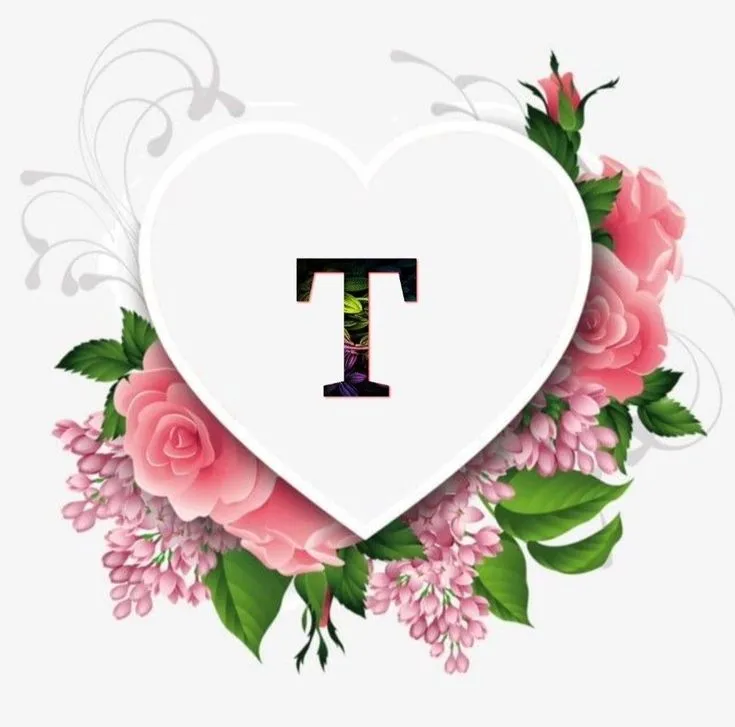 t letter images in heart