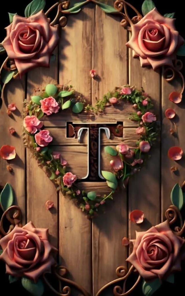 t letter images in heart