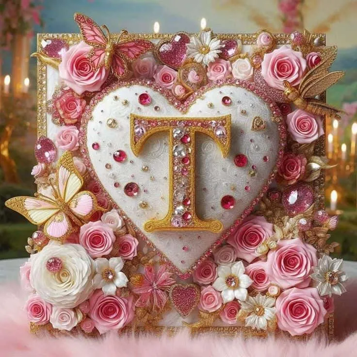 t letter images in heart