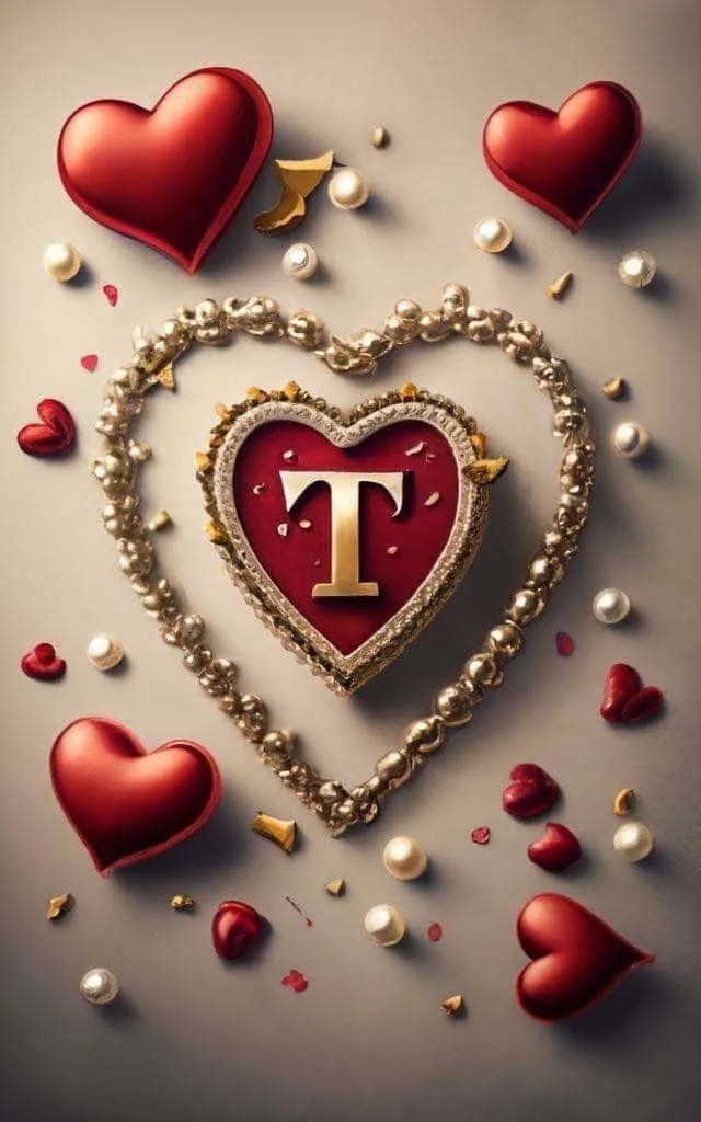 t letter images in heart