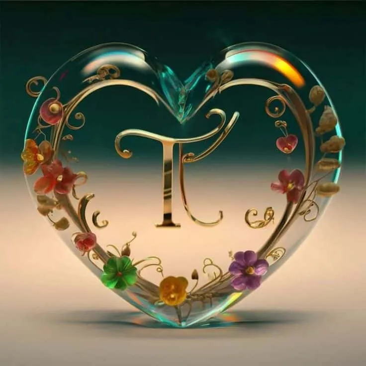 t letter images in heart