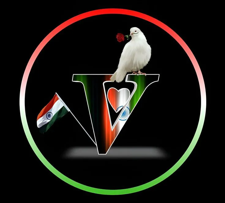 v letter tiranga image