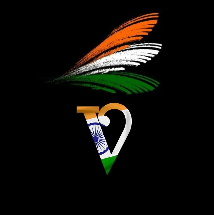 v letter tiranga image